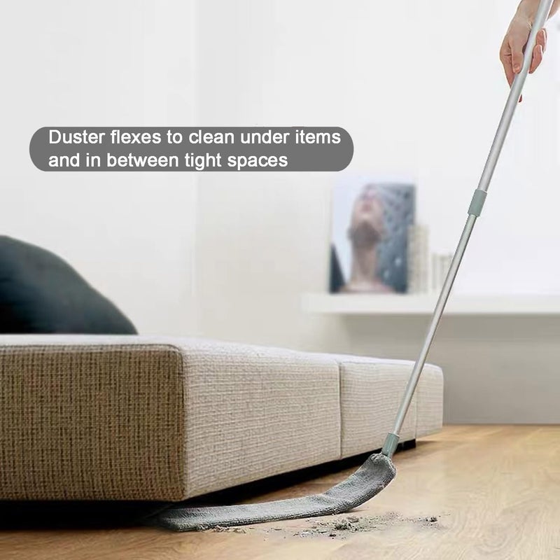 HEOATH Dust Brush Under Appliance Microfiber Duster with Extension Pole (40 to 55 inches) Bendable, Washable, Extendable Gap Dusters for Sofa Bed Furniture Bottom - Wet or Dry Gray - Image 3